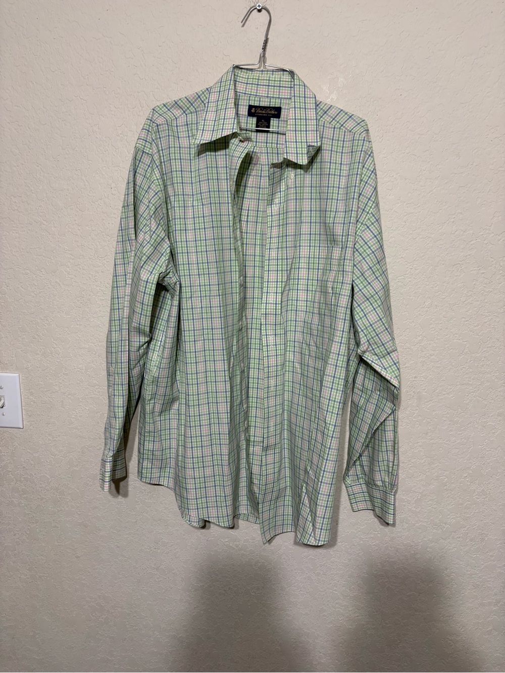 Brooks Brothers Light Green Plaid Button-Down Shirt